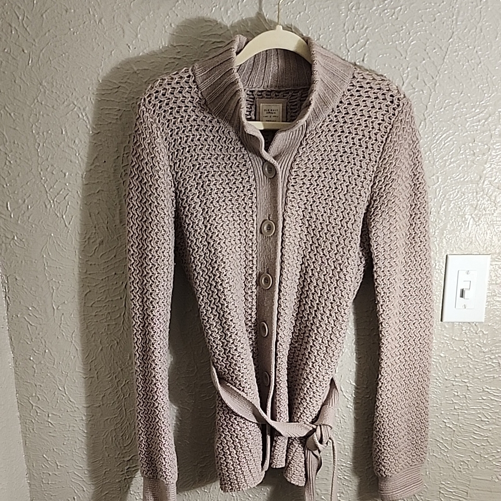 Old Navy Tan Cardigan Sweater with Waist Tie